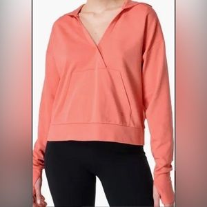 SWEATY BETTY WOMEN’S AFTER CLASS RELAXED HOODIE IN WARM PINK (LT CORAL) SZ LARGE